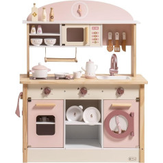 ROBUD Spielküche für Kinder Kleinkinder, Spielküche aus Holz mit realistischem Zubehör, Spielzeugküche Set mit vielen Spielfunktionen, moderner Stil Spielzeugküche für Mädchen & Jungen, Geschenk ab 3