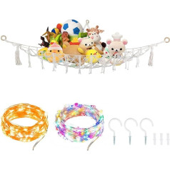 Toy Storage Net, Bathroom Toy Organiser, Bath Toy Storage Mesh, with 4-Mode Coloured Lights, for Bedroom, Children's Room