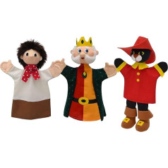 Set of 3 Marionette Fairytale Figurine Hand Puppet The Booted Cat 34 cm Multicoloured for Children Boys Girls Babies