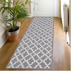 SHACOS Carpet Runner for Hallway, Non-Slip, Washable 60 x 180 cm, Long Vintage Entrance Rug, Dirt-Trapping Mat, Long Hallway Runner, Doormat for Indoor and Outdoor Use, Kitchen Rug (Grey)