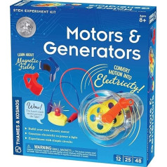 Thames & Kosmos , 665036, Motors & Generators, Experiment Kit, Build Your Own Electric Motor, Generate Electricity To Power A Light, 25 Experiments, Ages 8+