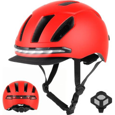 Ulip Smart Bicycle Helmet with LED Light Front Rear Removable Visor and Lining for Adults Men Women Bicycle Skateboard Bicycle Red