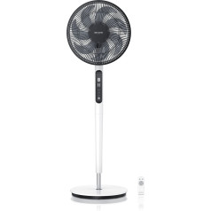 Brandson - DC floor fan energy-saving ECO - remote control - brushless silent motor - very quiet - oscillation 60° 90° 120° - fan timer - 9 levels - turbo mode - white