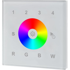 iluminize Touch wall dimmer: for RGB/RGB+W/RGBW LEDs, 1 zone, 230 V connection, switch box installation, no universal device: wireless controller is required (1 zone white glass surface)