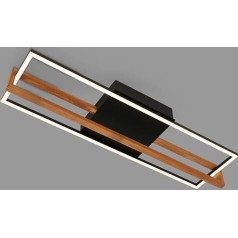 BRILONER - LED Ceiling Light Frame, LED Ceiling Light with Warm White Light Colour, 21 W Lamp with Wooden Frame, Living Room Lamp, Bedroom Lamp, 740 x 210 x 110 mm (L x W x H), Black Wood
