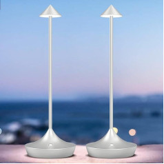 bravzurg LED Battery Table Lamp Wireless Set of 2, Modern Dimmable Wireless Table Lamp 6000 mAh, Aluminium, Waterproof, Table Lamps Rechargeable for Outdoor Indoor Restaurant Bedside Table Patio