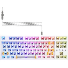 Attack Shark GK87 GMMK TKL Mechanical Gaming Keyboard DIY Kit, 2.4GHz Wireless/Bluetooth/Wired, Spiral Keyboard Cable, Hot-Swap 3/5 Pin Barebones Compatible with AKKO/Gateron/Kailh (ANSI, White)