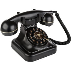 Sangyn Retro Landline Phones Classic Retro Phone with Dial Adjustable Volume Vintage Nostalgia Phone for Home Office Decoration Black
