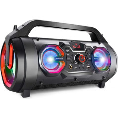 TENMIYA Bluetooth Speaker, 30 W Music Box Bluetooth with Subwoofer, FM Radio, RGB Light, 10 Hours Battery, Outdoor Boombox for Party