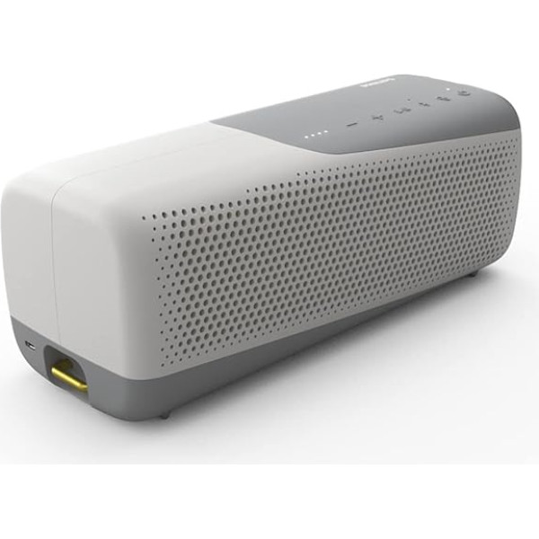 Philips Audio TAS7807W Wireless Bluetooth Speaker, Highly Portable & Waterproof IP67 Speaker with Built-in Microphone for Calls & Power Bank, 24 Hours Playback, White, Large