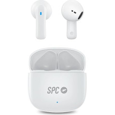 SPC Zion 2 Play Bluetooth Headphones In-Ear with 28 Hours Battery Life on Multiple Charging, Ultra Compact, Hands-Free Calling, Voice Assistant and Very Small USB-C Charging Case - White