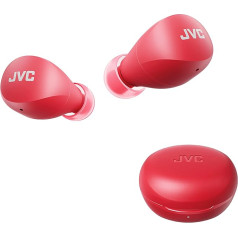 JVC Compact and Lightweight Gumy Mini True Wireless Earbuds Headphones, Long Battery Life (up to 23 Hours), Sound with Neodymium Magnetic Driver, Water Resistance (IPX4) - HAA6TR (Red)