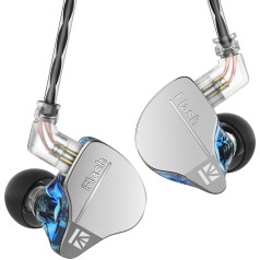 keephifi KBEAR Flash Dual Drviers Hybrid HiFi Headphones, CNC Aluminum Alloy Cover in Ear, Powerful Magnetic Dynamic Driver 10mm, Detachable Cable (Blue, No Microphone)