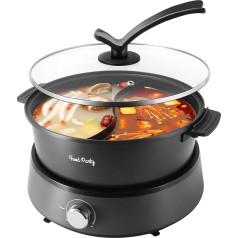 Food Party Hot Pot Electric 4 L Updated Hotpot Pot Double-Sided Separable Cooking Pot 220 V 1350 W Electric Hot Pot Fondue for 6 People (Hot Pot with Divider)