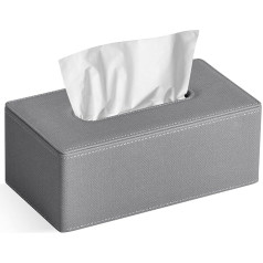 GOLRANLYE Tissue Box Rectangular PU Leather Cosmetic Tissue Dispenser Box Holder for Dresser Bathroom Decor (Dark Grey) (Linen Grey)