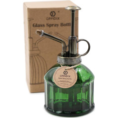 OFFIDIX Glass Spray Bottle, Plant Mist with Bronze Plastic Top Pump Flower Watering Can for Watering Small Plants in Home or Office (Dark Green)
