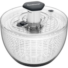 Ourokhome Salad Spinner Salad Dryer Single Hand Press Large Vegetable Dryer Salad Blender with Convenient Retractable Slider and Brake Button for Vegetables, Herbs, Berries, Fruits, 6.3QT