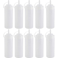 340 ml, 10 pieces/set, squeeze bottle set, plastic squeeze squirt, seasoning bottles, pretty spice holder, spice dispenser for sauce, oil, cream, vineger (white)