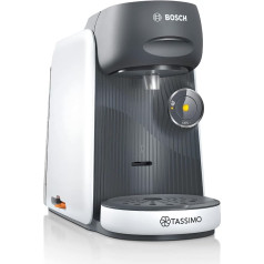 Tassimo Finesse Capsule Machine TAS16B4 Coffee Machine by Bosch, 70 Drinks, Intense Coffee at the Push, Automatic Shut-Off, Perfect Dosage, Space-Saving, 1400 W, White/Dark Grey