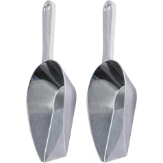 Cabilock Ice Scoop, Stainless Steel Flour Scoop, Weighing Scoop, Food Scoop, Filling Shovel, Tea Shovel, Sack Scoop for Bar, Kitchen, Buffet, Party, 6/7 Inch, Pack of 2, Silver