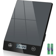 Kitchen Scales Digital 10 kg Kitchen Scales Glass Digital Scales Waterproof Electronic Household Scales for Baking, Tare Function, Touch Button, 1 g Accurate - Grey