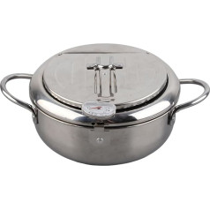 cigemay Tempura Fryer, Mini Stainless Steel Fryer, Temperature Controlled Household Japanese Style, Suitable for Induction Cookers (20cm)