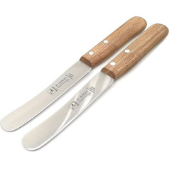 Herder Solingen Bread Knives, Bread Knives, 22 cm, Special Steel, 1.5 mm Thick, Rustproof Beech, Real Hand Pull, Set of 2