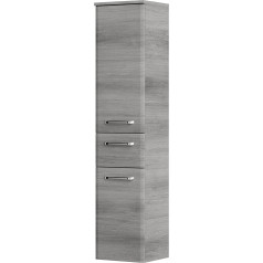 Pelipal Quickset 328 Bathroom Cabinet in Graphite Structure Horizontal Replica, 30 cm Wide, Mid-Height Midi Cabinet with 2 Doors, 1 Drawer and 3 Shelves