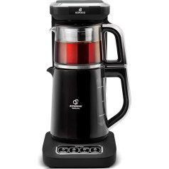 Karaca Caysever Robotea Pro 4 in 1 Talking Automatic Tea Kettle and Filter Coffee Machine 2500 W Chrome, Tea Maker, Turkish Tea Pot, Turkish Traditional Tea