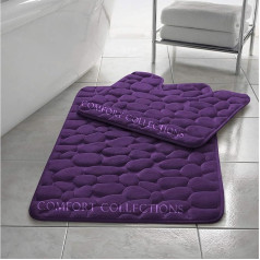 Comfort Collections 2 Piece Bath Mat Set Non Slip Soft Pebble Pebble Pebble Bathroom Mat Memory Foam Bathroom Mat Set