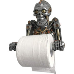 Nemesis Now Steampunk Humanooid Helper Toilet Roll Holder, Polyresin, Silver, One Size