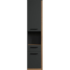 trendteam smart living Tall Cabinet, Anthracite with Coast Evoke Oak, 35 x 157 x 31 cm