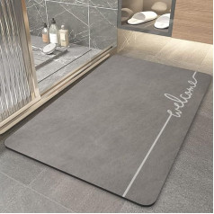 ZUOMIDIE Super Absorbent Floor Mat, 40 x 60 cm, Dirt-Repellent, for Bathroom, Memory Bath Mats, Shower Mat, Non-Slip, Microfibre (Grey)