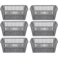 25cm Silver Plastic Handy Basket Storage Basket - Set Of 6