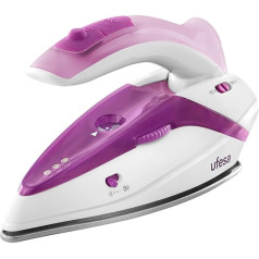 Ufesa Travel Steam Iron PV0500, Travel Iron with Folding Handle, 1100 W Power, Non-Stick Ironing Sole, Double Voltage 110-230 V, Stainless Steel Sole