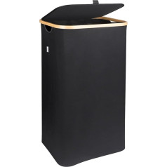 zzolee - Laundry Basket with Lid 100 L, Laundry Hamper with Removable Inner Bag, Foldable Laundry Box Holds up to a Week of Clothes, Black