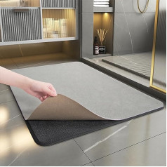 Acidea Stone Bath Mat, Diatomite Shower Mat, Removable, Easy to Clean, Super Absorbent, Quick Drying, Bathroom Floor Mat with Non-Slip Rubber Backing, Machine Washable Covers