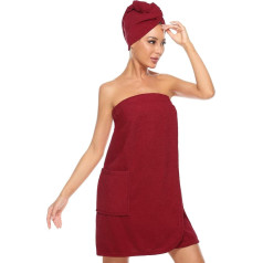 vislivin Women's Sauna Kilt & Hair Towel Sauna Kilt with Velcro Fastening and Elastic Band