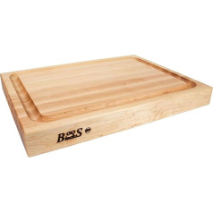 Boos Block BBQ Schneidebrett Mit Saftrille – 51 x 38 x 6 CM - Schneidebrett Holz Mit Griff - Nordamerikanisches Ahorn Schneidebrett Holz Gross – Hackbrett - Schneidebrett Fleisch - Fleischbrett