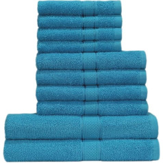 bella casa Casabella Soft Hand Towels/Bath Towels, Pack of 10, 100% Cotton, Blue, 10 Pieces