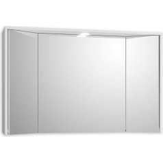 Stella Trading THREE Bathroom Mirror Cabinet with Lighting in White - Bathroom Mirror Cabinet with Lots of Storage Space - 106 x 68 x 27 cm (W x H x D)