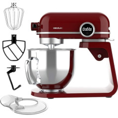 Cecotec Twist&Fusion 4500 Luxury Red Food Processor 800 W, Cast Aluminium Housing, DC Motor, 8 Speeds, LED Light, 5.2 L Stainless Steel Bowl, Red