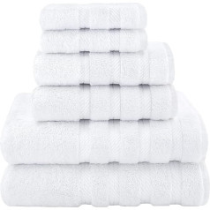 Premium Luxury Hotel & Spa 6 Piece Towel Set, 100% Real Turkish Cotton for Maximum Softness and Absorbency by American Soft Linen, White