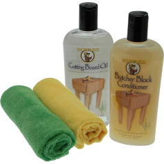 Howard Oil & Howard Butcher Block Conditioner Chopping Board (355ml) with Wipes for Use on Butcher Blocks, Bread Boards, Chopping Boards and Wooden Kitchen Utensils