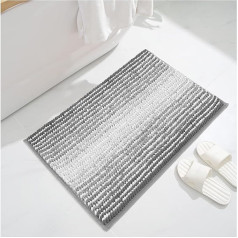 Venuso Bathroom Rug Non-Slip Washable Bath Mat, Chenille Bath Mat Non-Slip Bath Mat for Shower, Bath and Toilet, 40 x 60 cm, Grey