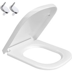 SADALAK Soft Close White Square Toilet Seat Quick Release Toilet Lid with Easy Top Fixing and Adjustable Hinges Toilet Seat Cover