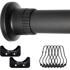 Curtain Pole, No Drilling, Shower Rail, No Drilling, Telescopic Rod, Curtain Rod for Shower Cubicle, Divider and Balcony (Black, 110-310 cm)