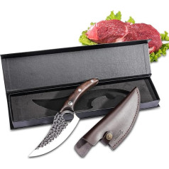 Oldpard Chef's Knife, Premium Handmade Forged Kitchen Knife with Leather Sheath Cover, Meat Boning Knife, Fishing Fillet and Vegetable Cutter for Kitchen or BBQ, Camping, Hunting