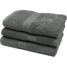 ZOLLNER Set of 3 Bath Towels 100% Cotton 500 g/m² Approx. 70 x 140 cm Grey