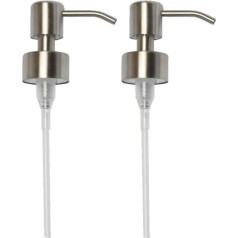 2 Stück Edelstahl-Seifenspender-Pumpkopf, Seifenspenderpumpe, Ersatz-Handseifenspender, Pumpkopf für Standard-Halsgröße 28/400 (26 mm – 28 mm)